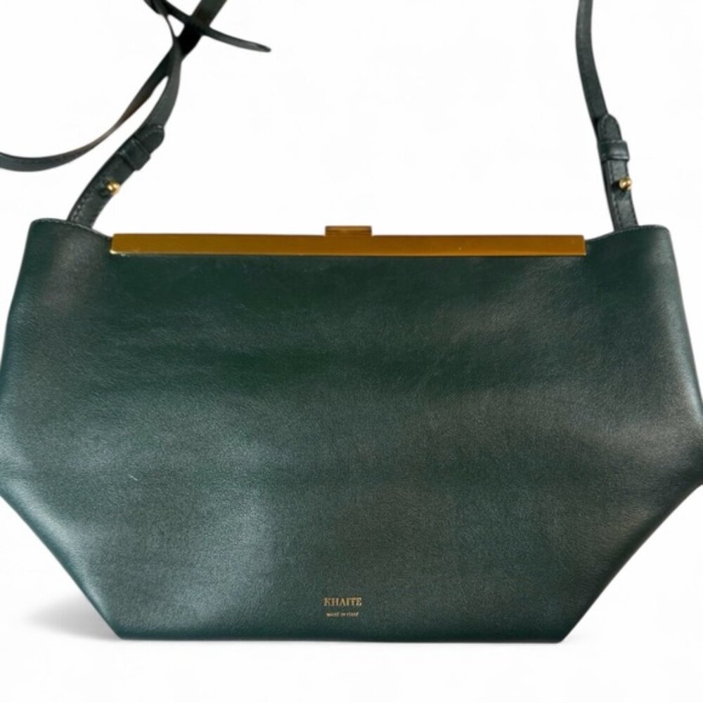 KHAITE Augusta Leather Cross-Body Bag - Dark Green with Gold Hardware - Picture 5 of 9